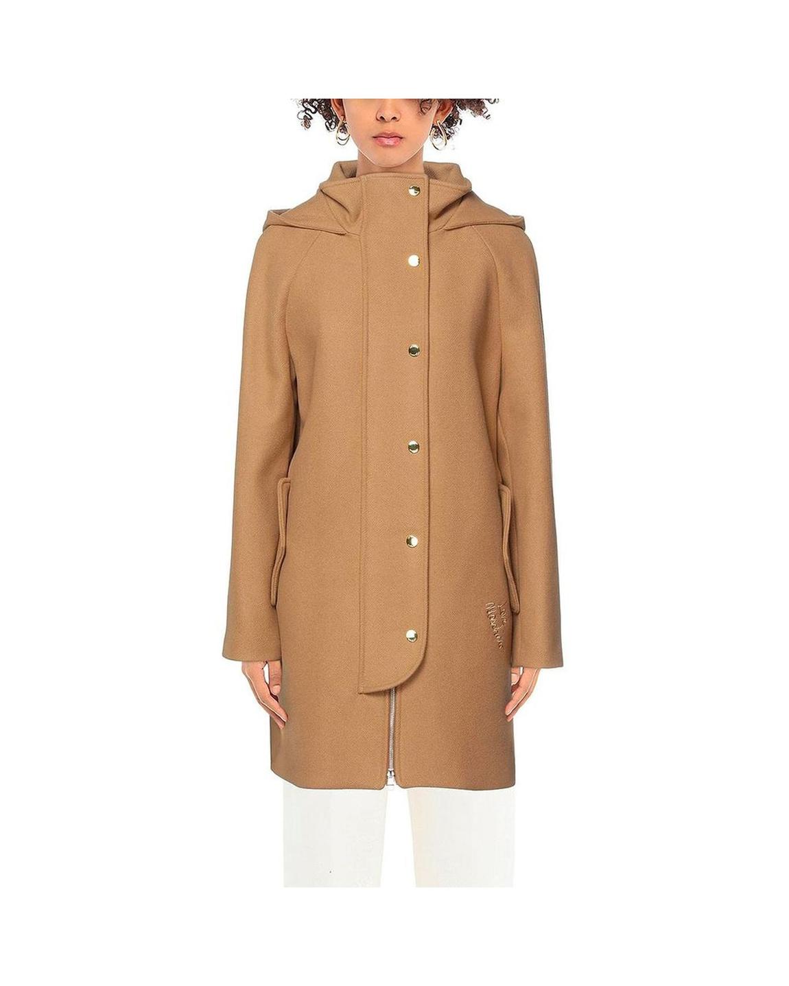 Hooded Wool Coat Camel Style - Brown Jackets main product photo