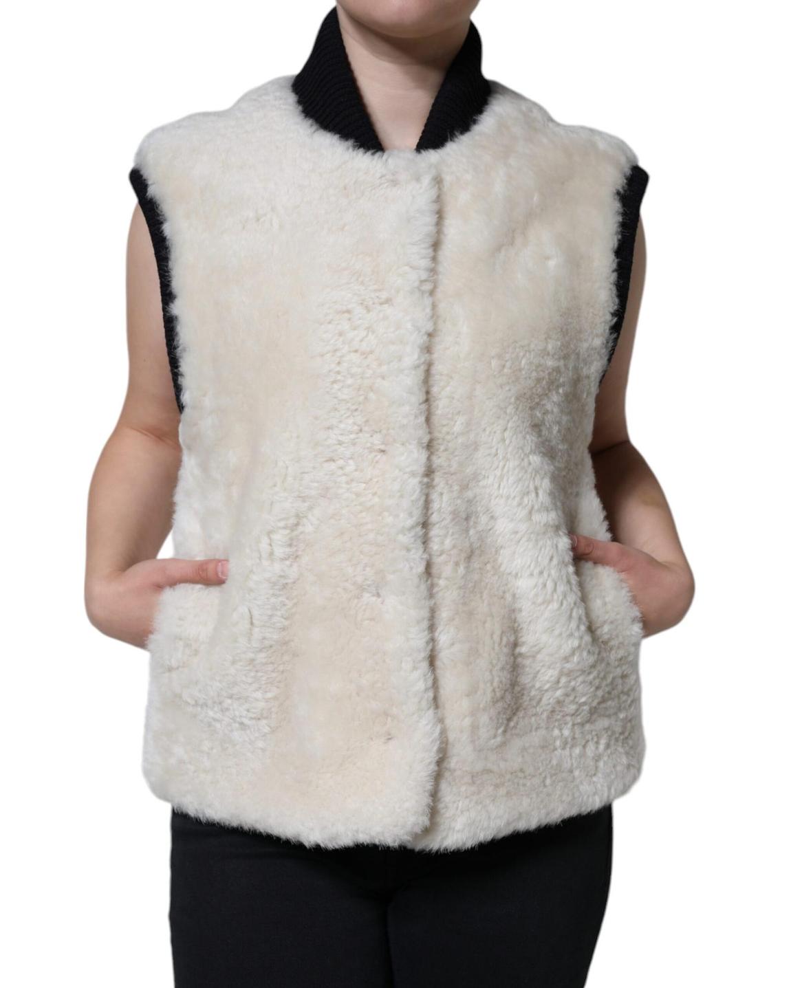 Shearling Vest Button Closure - White Jackets main product photo