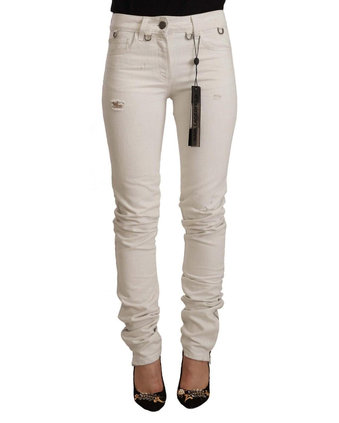 Karl Lagerfeld Ripped Skinny Jeans OffWhite Wo Jeans main product photo
