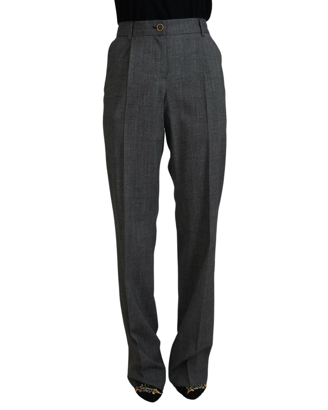 Check Trousers Straight Leg Pants Wo - Gray Jeans main product photo