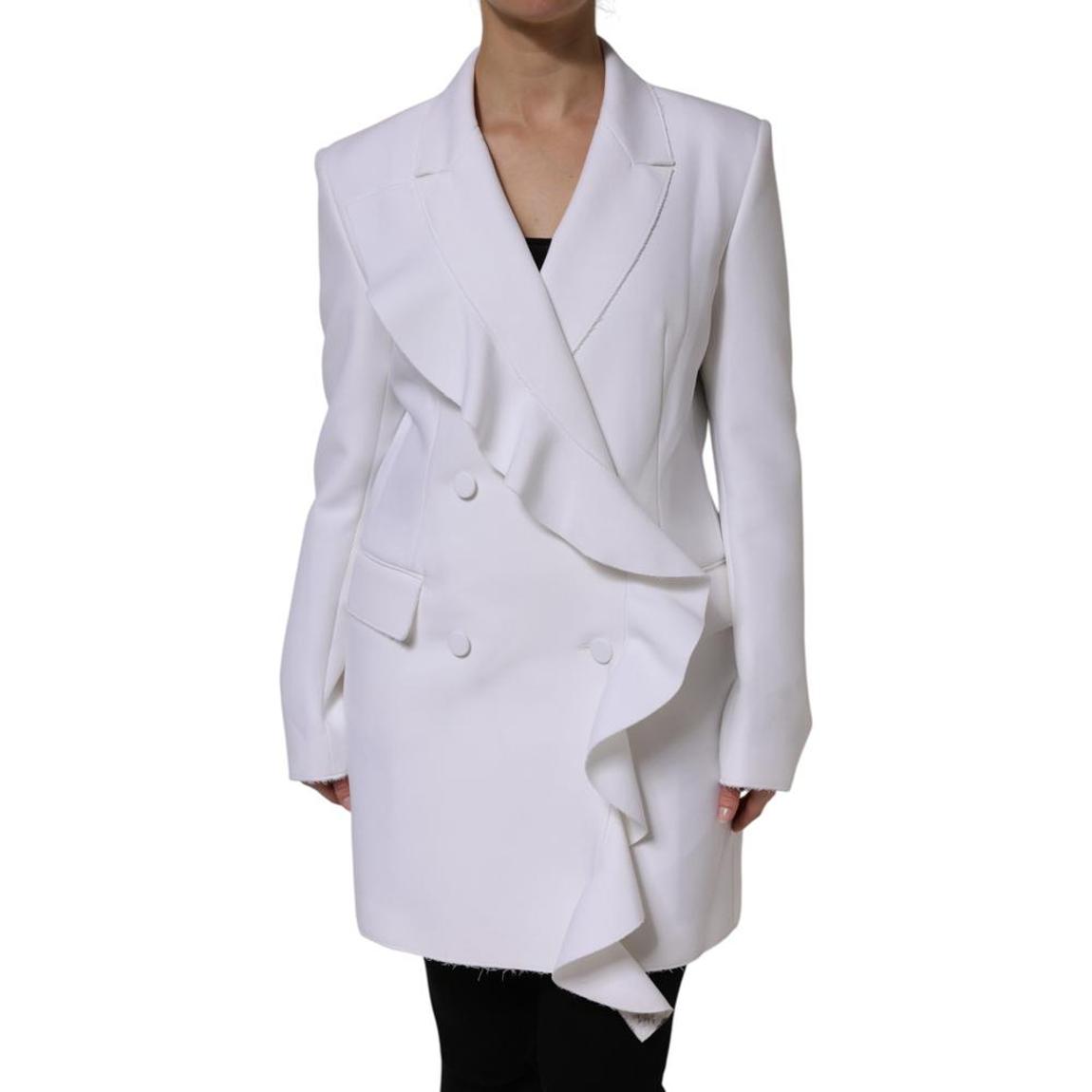 Ruffle Detail Blazer Dress Wo - White Jackets main product photo