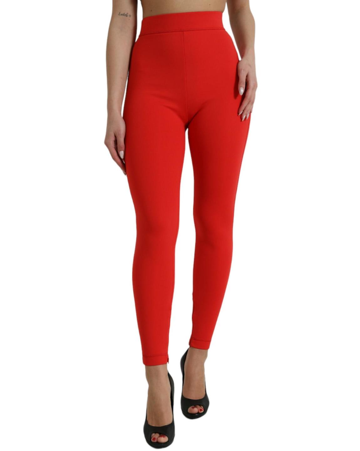 HighWaisted Red Leggings Slim Fit Pants Wo Jeans main product photo