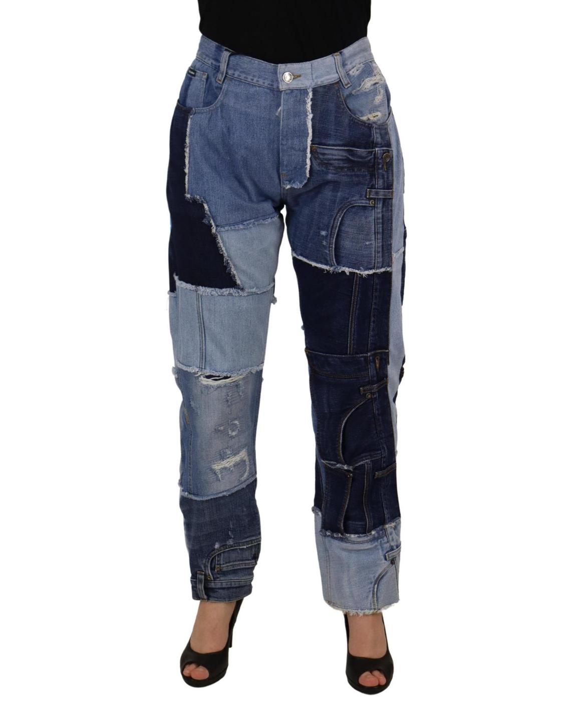 Patchwork Jeans Distressed Denim Wo - Multicolor Jeans main product photo