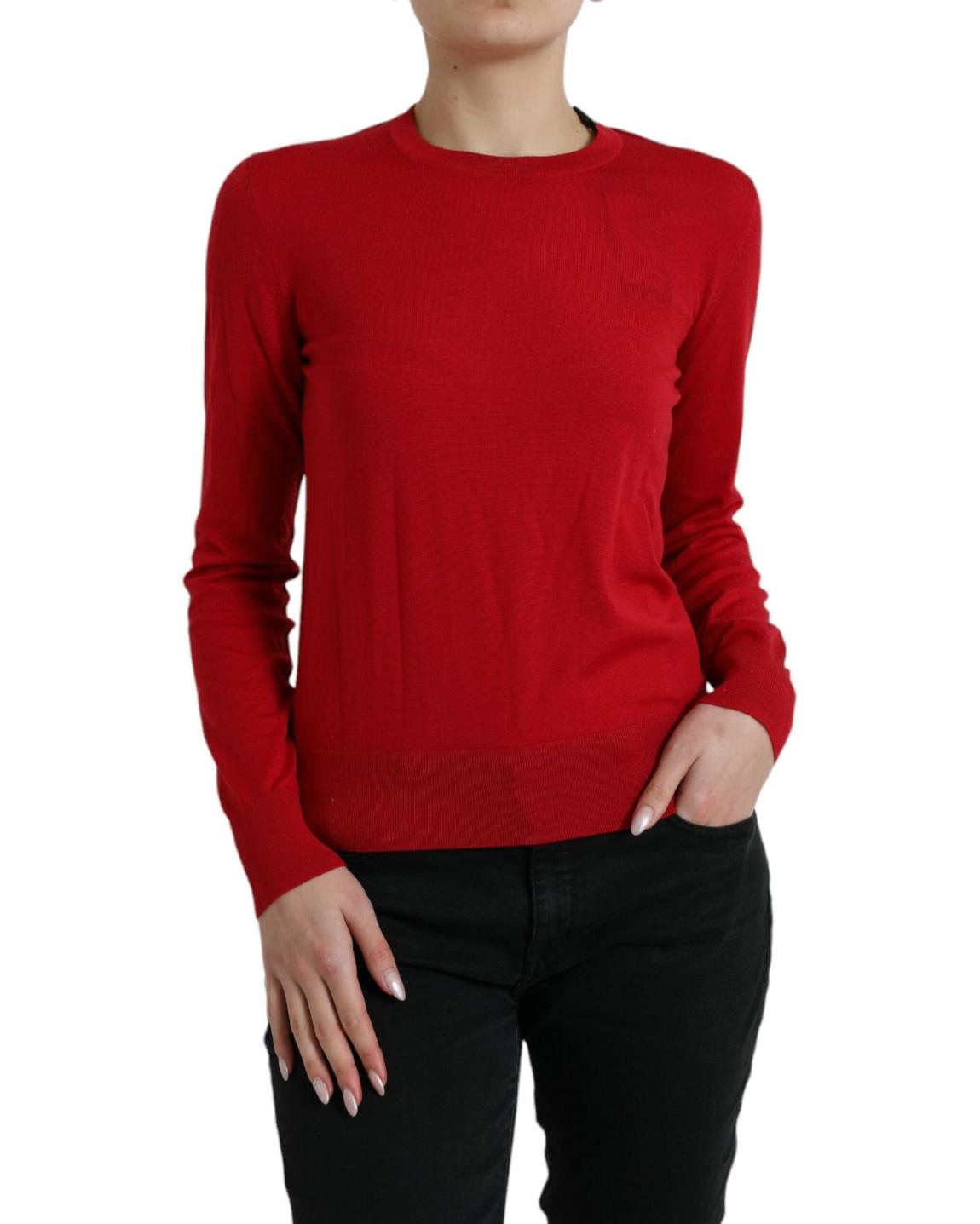 Red Merino Wool Crew Neck Sweater Wo main product photo