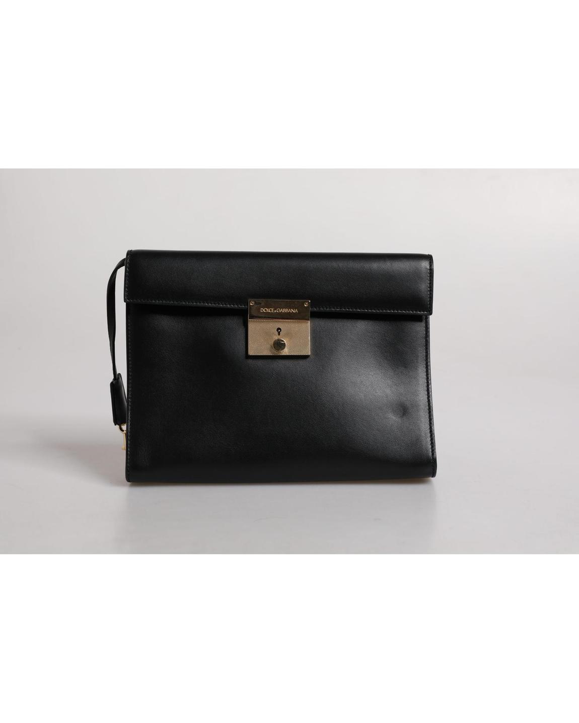 Leather Clutch Twist Lock - Black Briefcases main product photo
