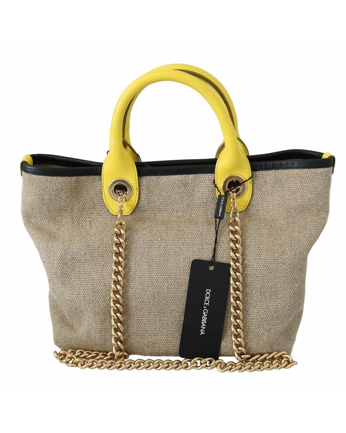 Dolce Gabbana Tote Bag Beige Linen Canvas Wo main product photo