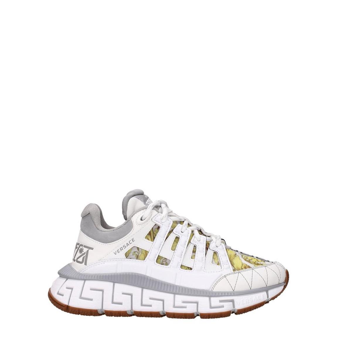 Leather Sneakers with Logo Details and Mid Heels Wo - White main product photo