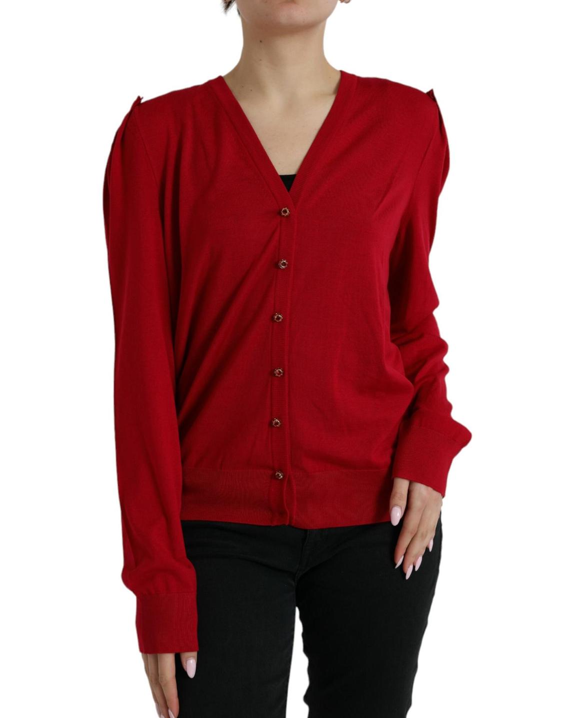 Red Button Cardigan Knitwear Long Sleeve Wo Sweaters main product photo
