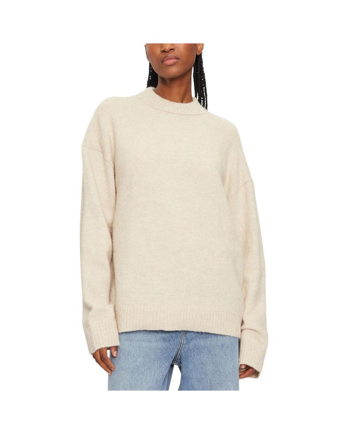Relaxed Knit Pullover Sweater Wo - Beige main product photo