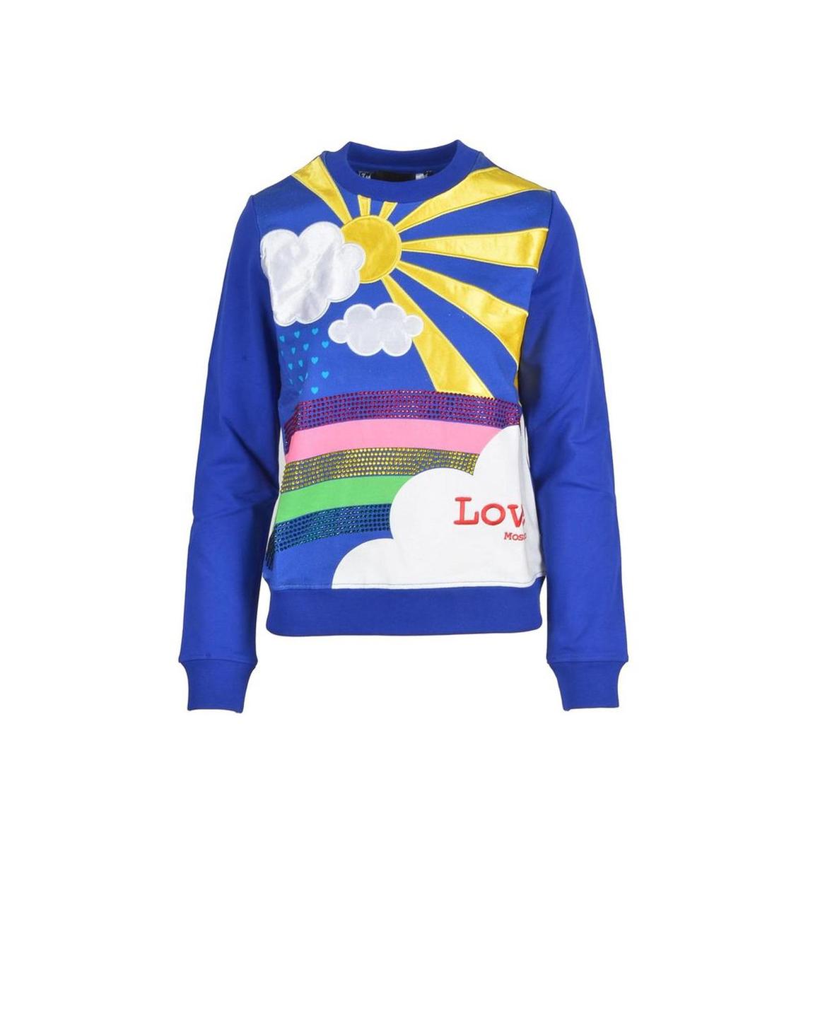 Rainbow Appliqu Crewneck Sweatshirt - Blue Sweaters main product photo