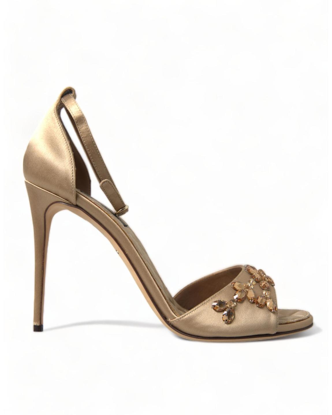 Satin Evening Sandals Crystal Embellisht Wo - Gold main product photo