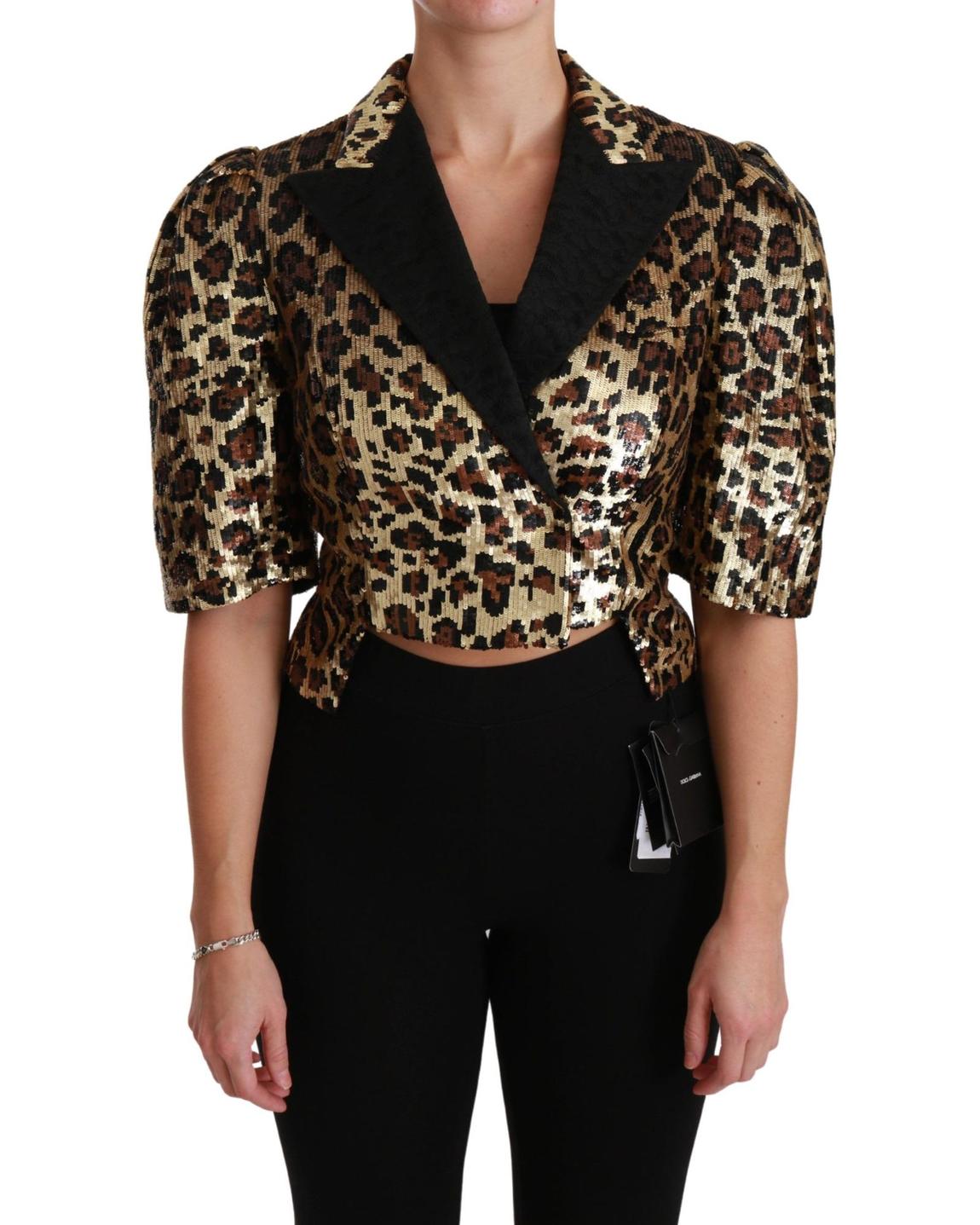 Dolce Gabbana Sequin Leopard Jacket Short Sleeves - Gold Jackets main product photo