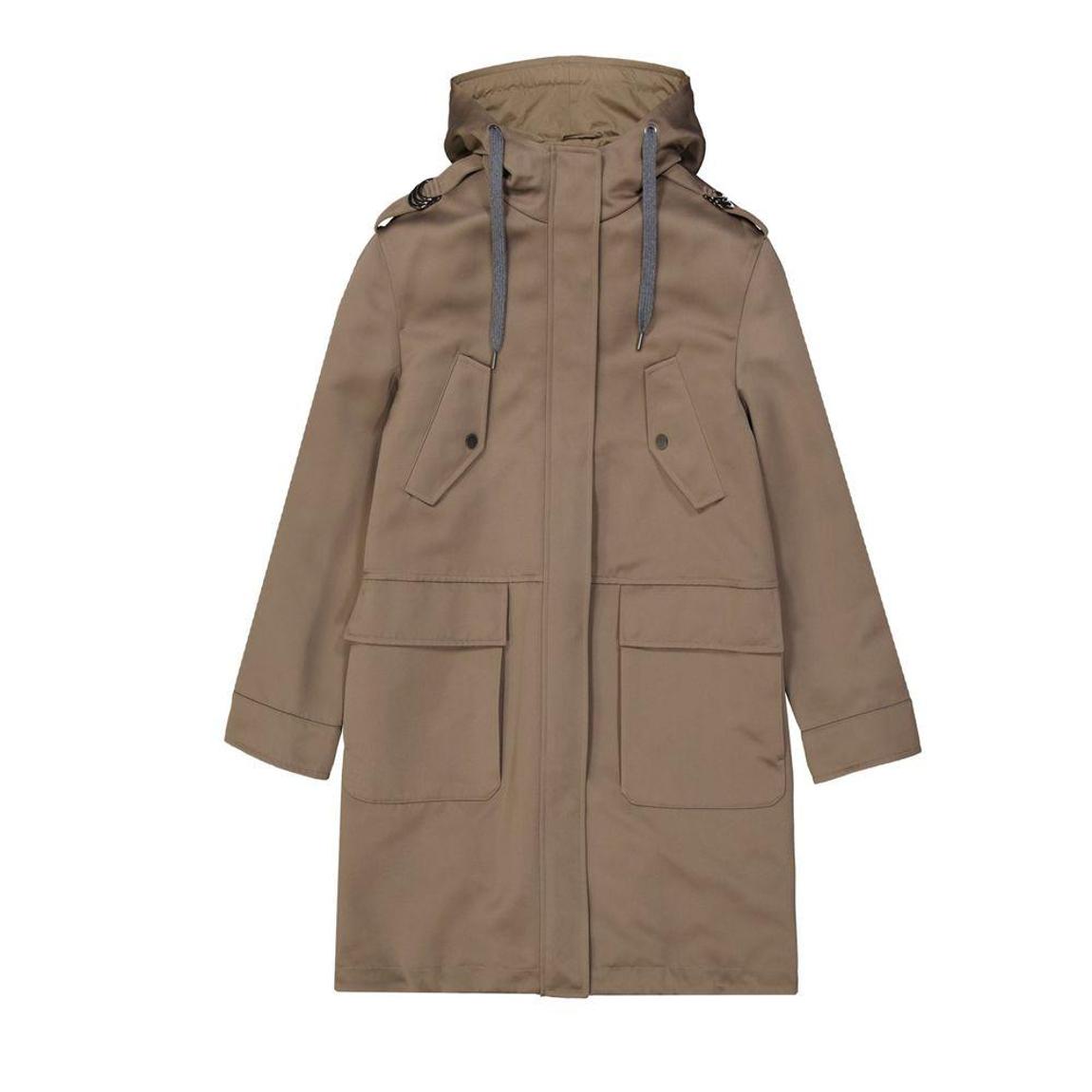 Blend Cotton Parka with Long Sleeves and Patch Pockets Wo - Brown main product photo