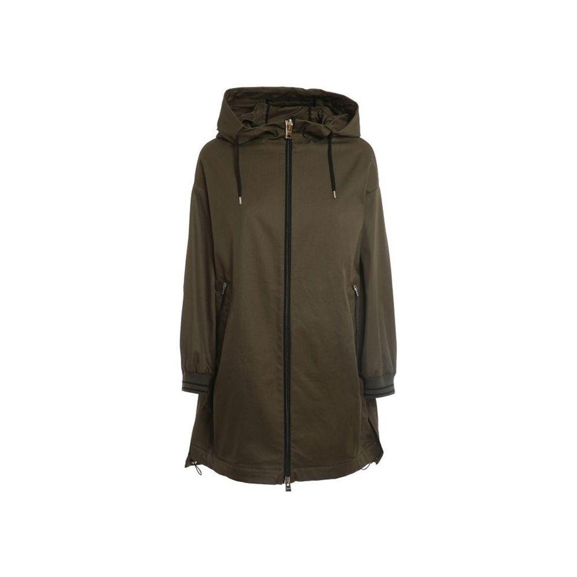 Cotton Hooded Parka with Drawstring and Zipped Pockets Wo - Green main product photo