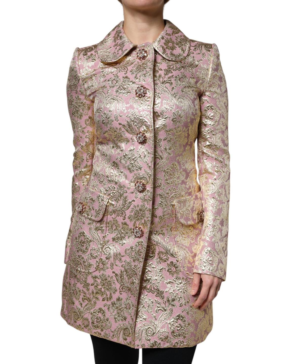 Floral Brocade Jacket Model JKT3288 - Gold And Pink Jackets main product photo