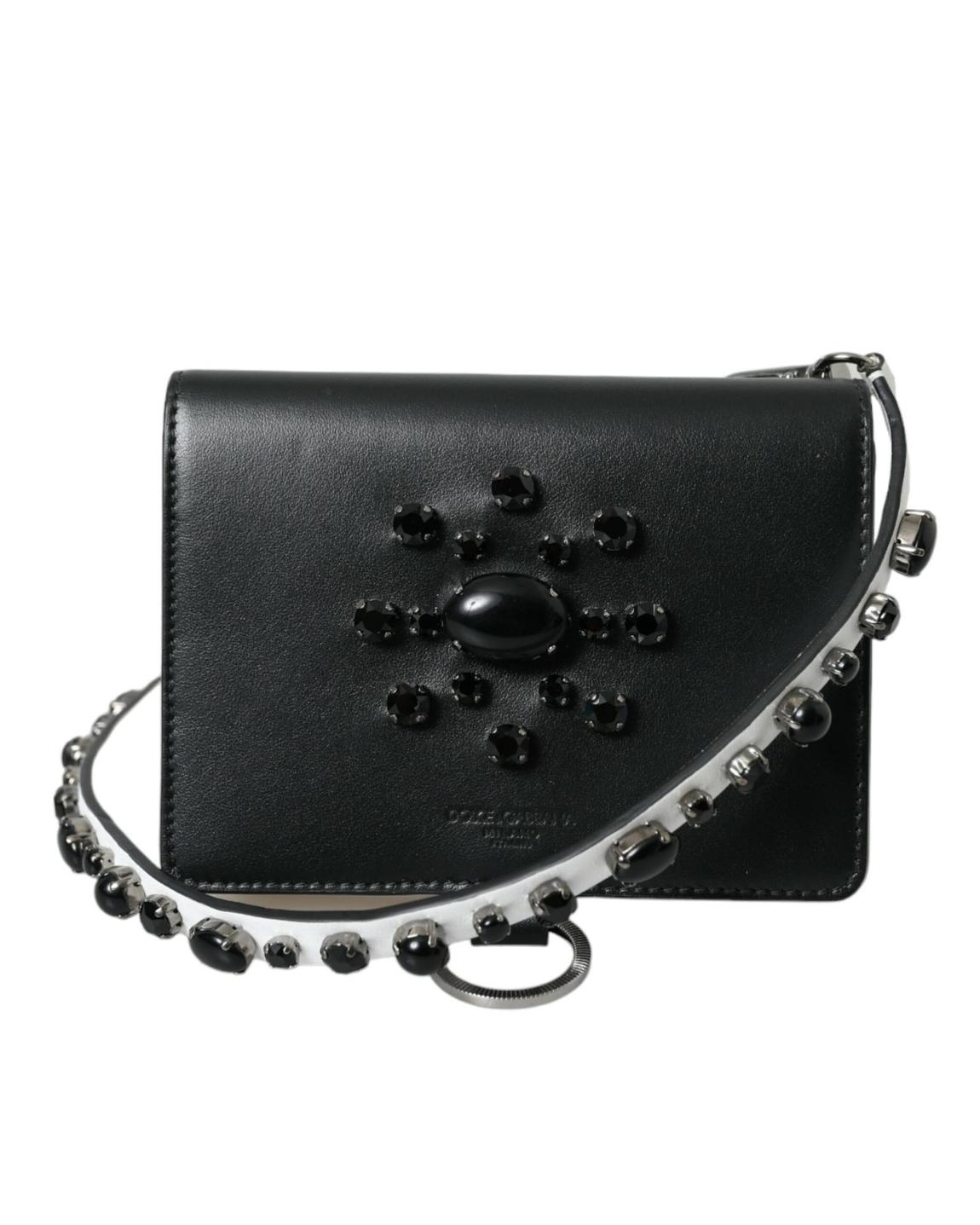 Embellished Leather Wallet Black White - Black And White main product photo