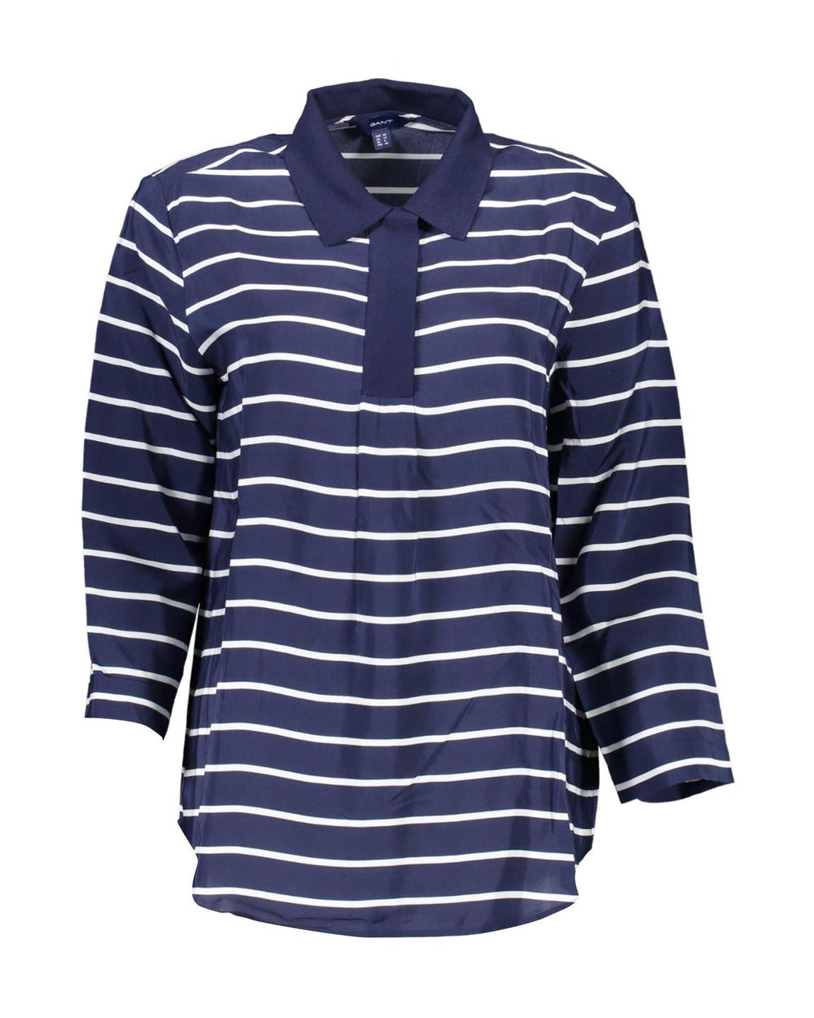 Silk Striped Blouse ThreeQuarter Sleeves - Navy Polo Shirts main product photo
