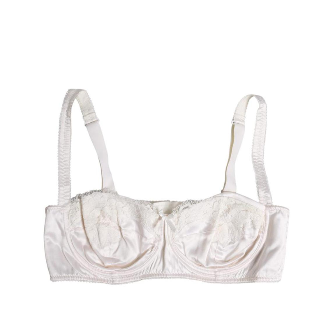 Silk Underwired Balconette Bra With Four Hook Closure Wo - White main product photo