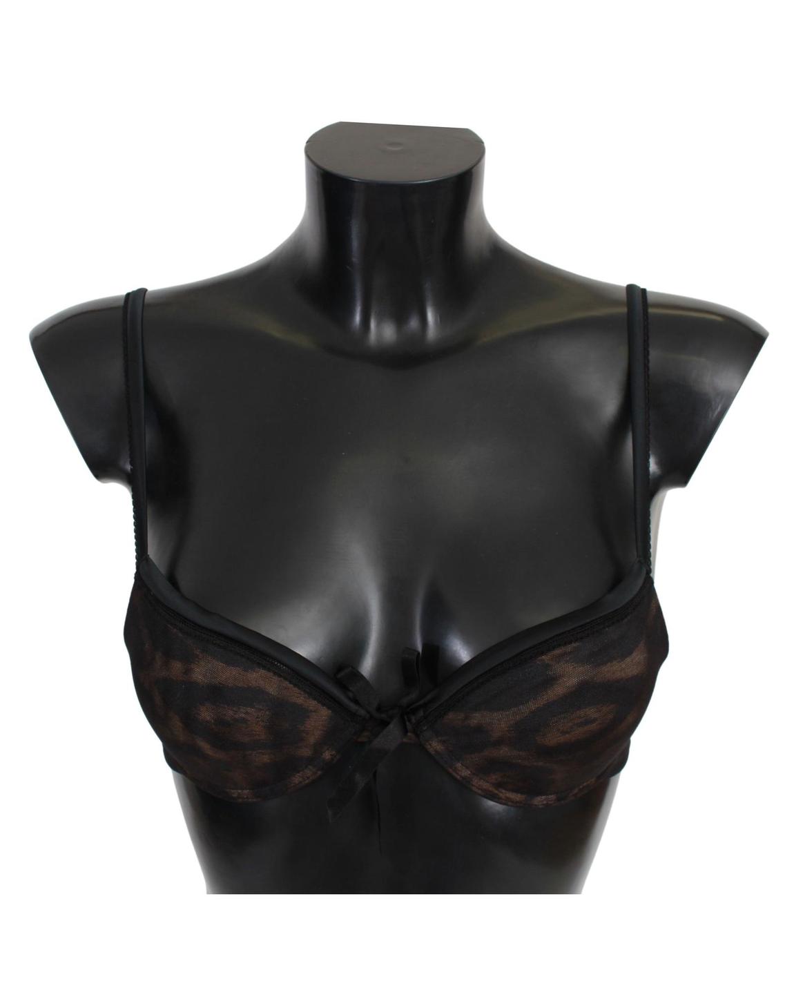 Lace Underwire Bra Bow Detail - Black Underwear main product photo