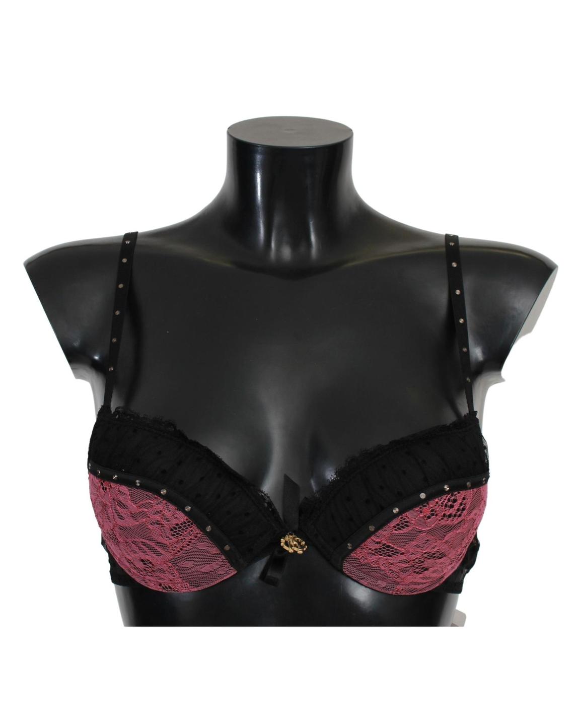 Roberto Cavalli Lace Bra PinkBlack Underwear main product photo