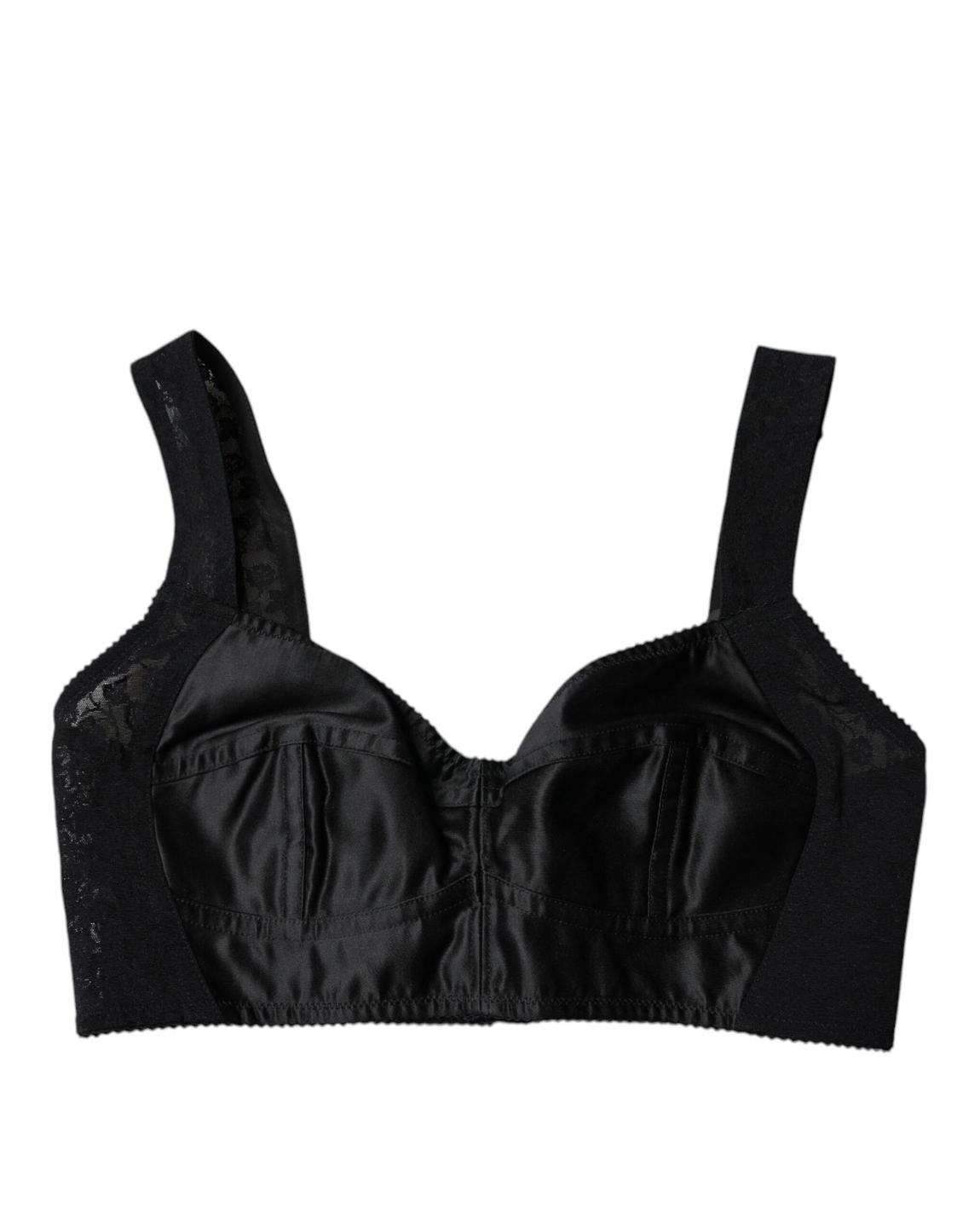 Lace Trim Satin Bra Wo - Black Underwear main product photo