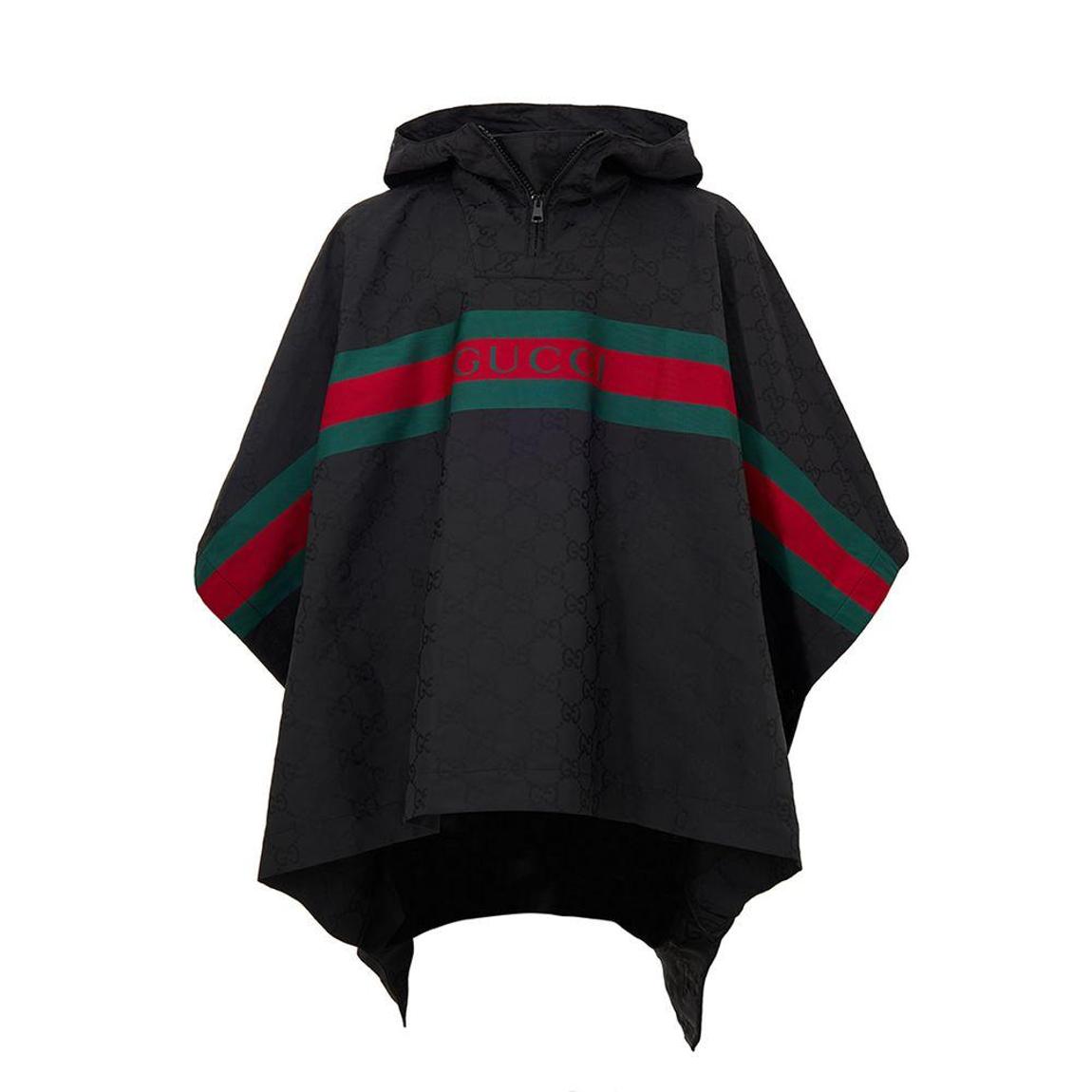 Polyester Trench Coat with Web Logo and Monogram Print - Black main product photo