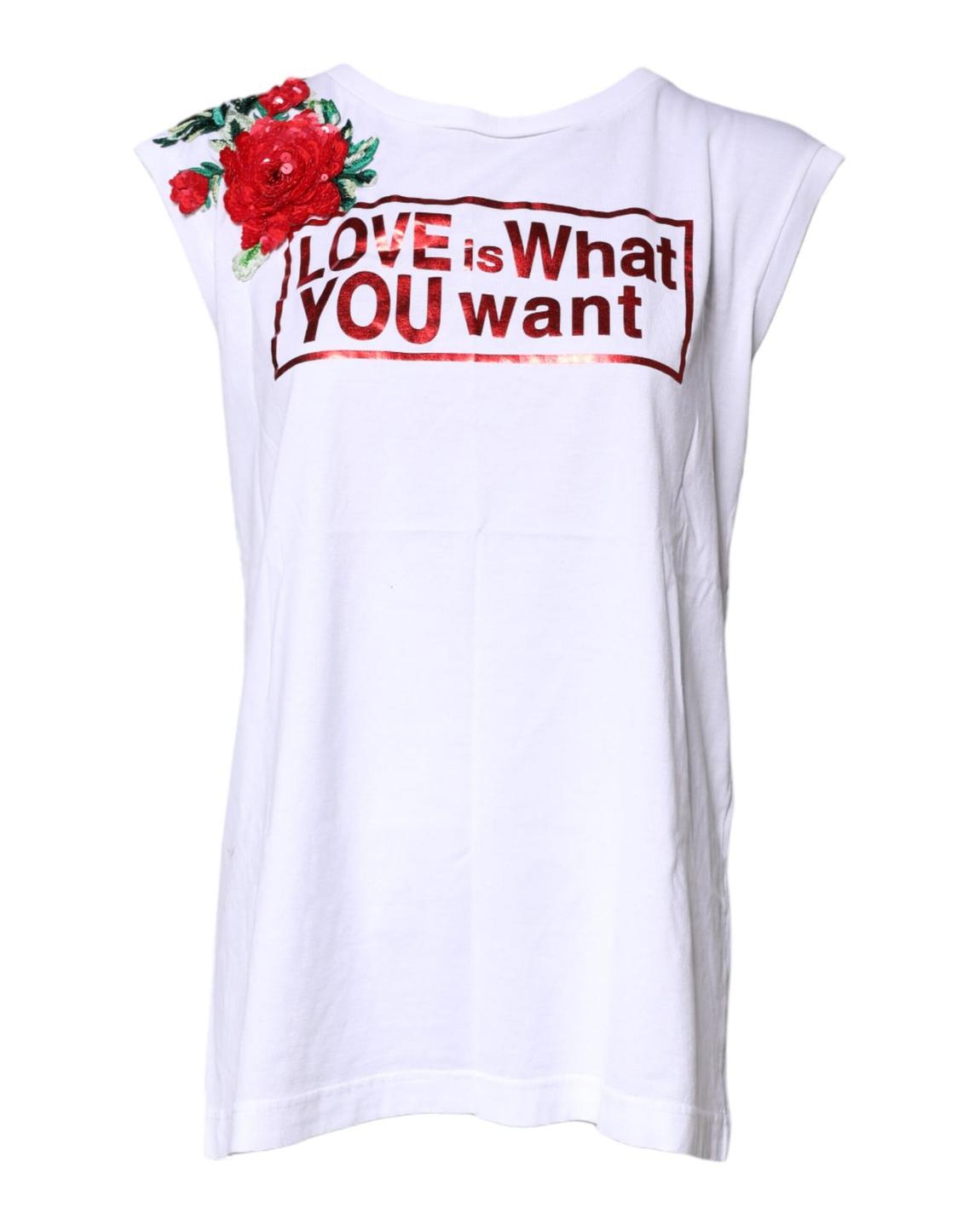 Sequin Rose Embroidered Tee - White Tops main product photo