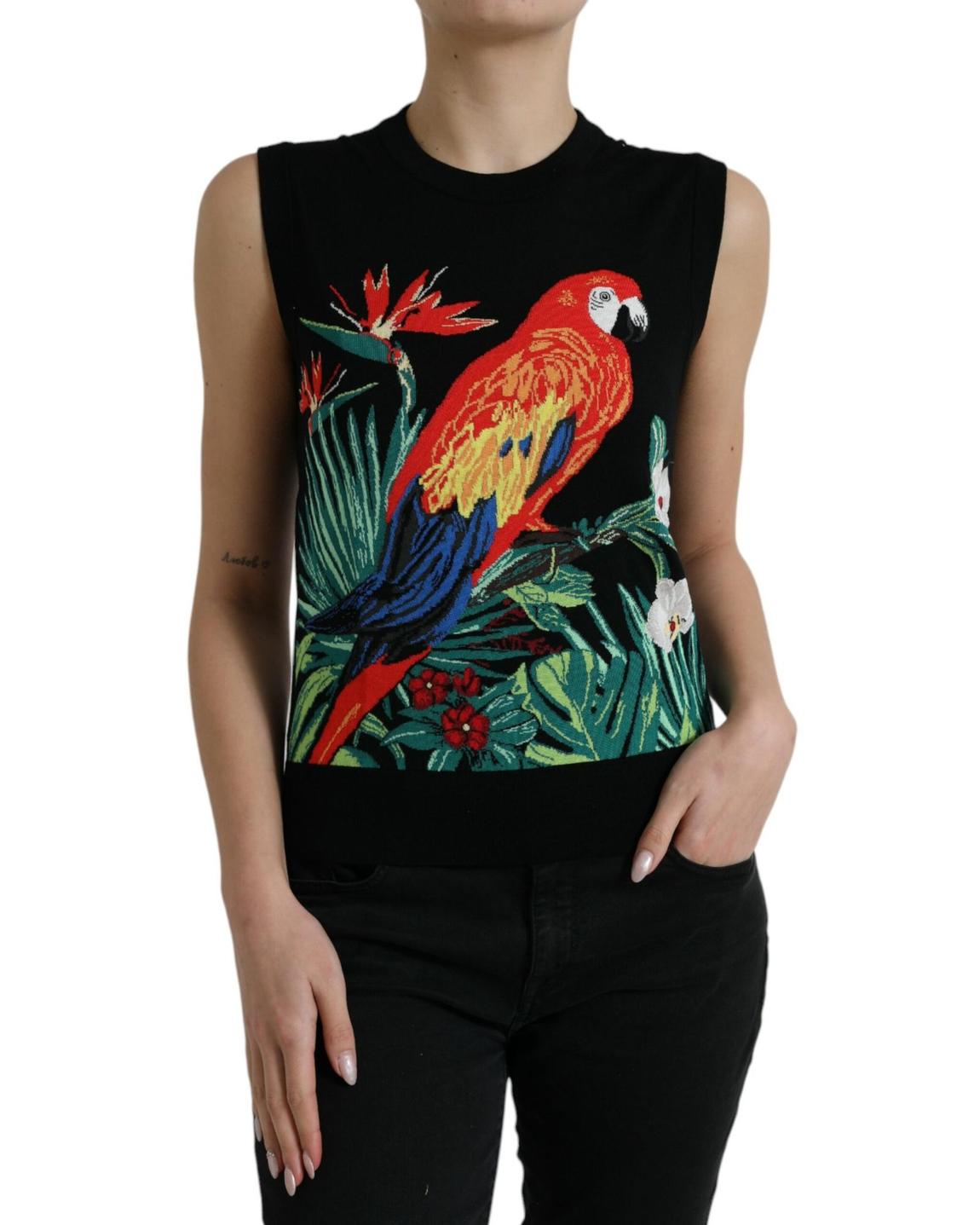 Parrot Knit Top TSH84528 Wo - Black Tops main product photo
