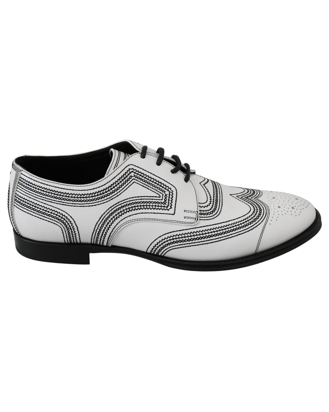 Embroidered Wingtip Oxfords - White Formal Shoes main product photo