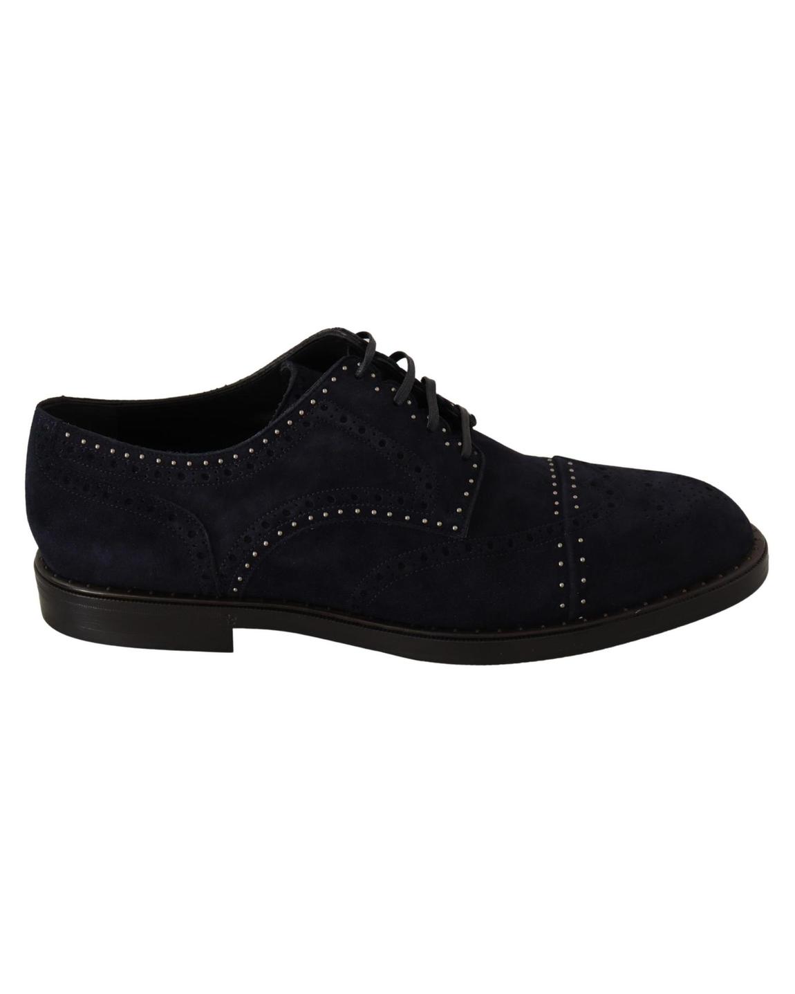 Suede Leather Oxford Brogue Shoes - Blue Formal Shoes main product photo
