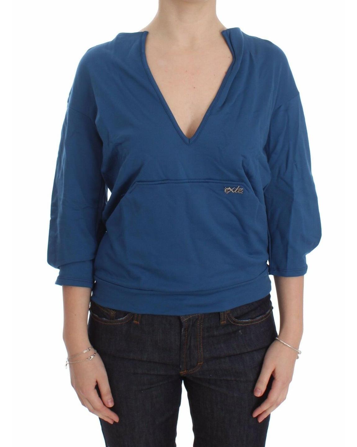 Exte DRE10076 VNeck 34 Sleeve Top Wo - Blue Tops main product photo