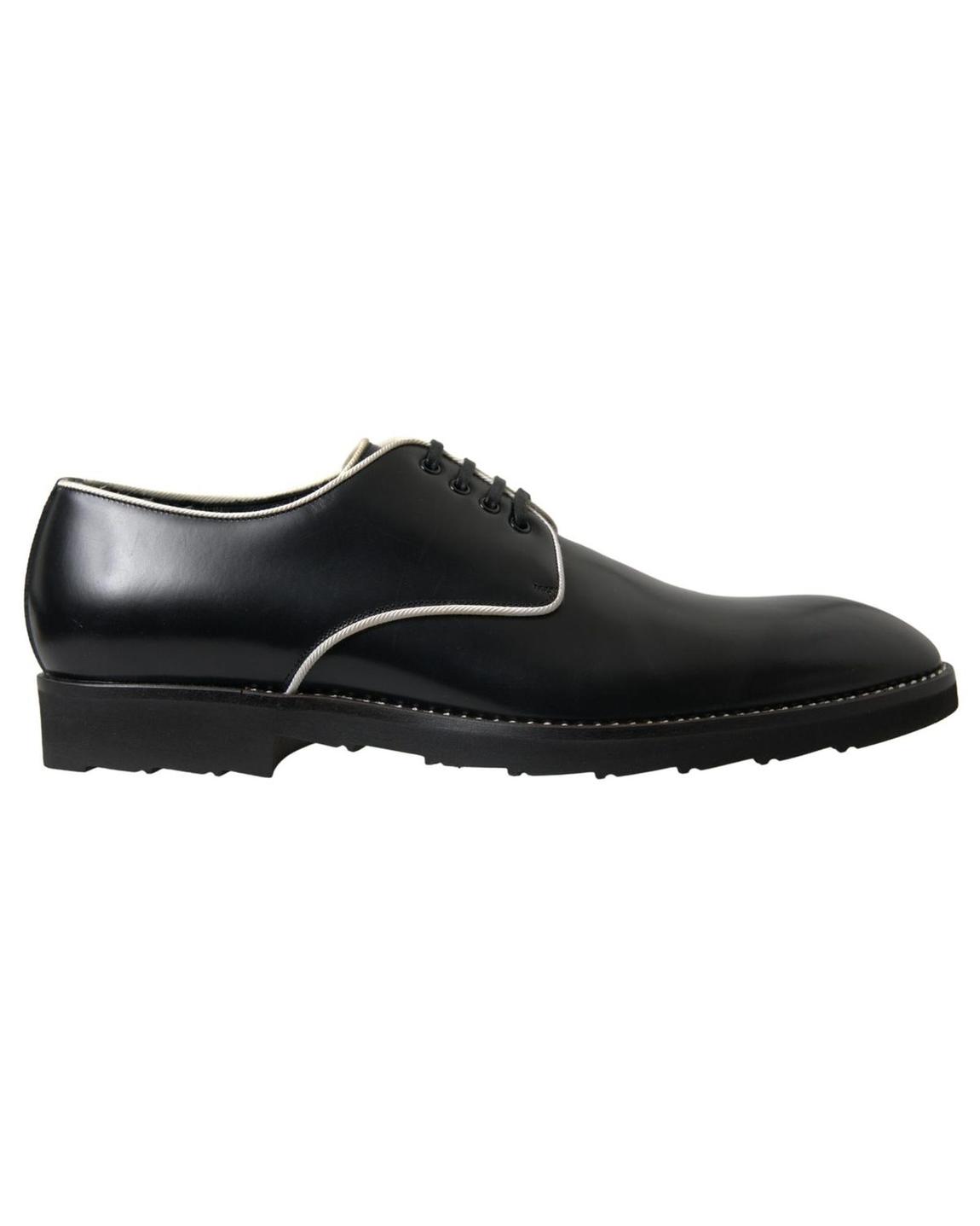 Leather Derby Shoes Piped Detail - Black Formal Shoes main product photo