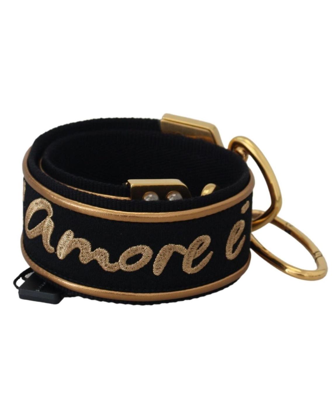 Dolce Gabbana Amore Keychain Black and Gold Wo - Gold Black Bags main product photo