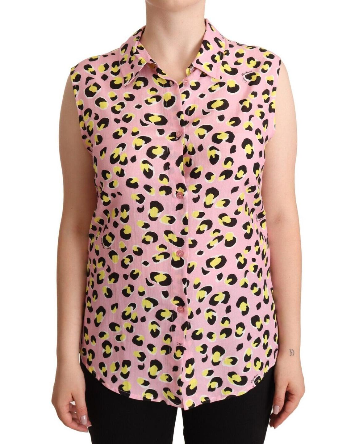 Love Moschino TSH7068 Sleeveless Leopard Shirt - Pink Tops main product photo
