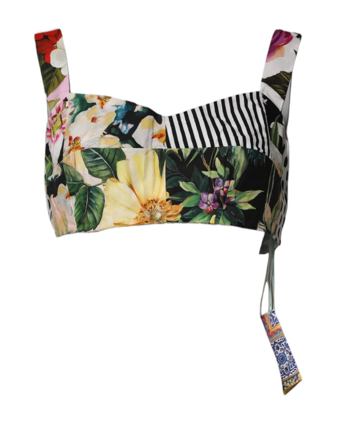 Floral Patchwork Sleeveless Top - Multicolor Tops main product photo