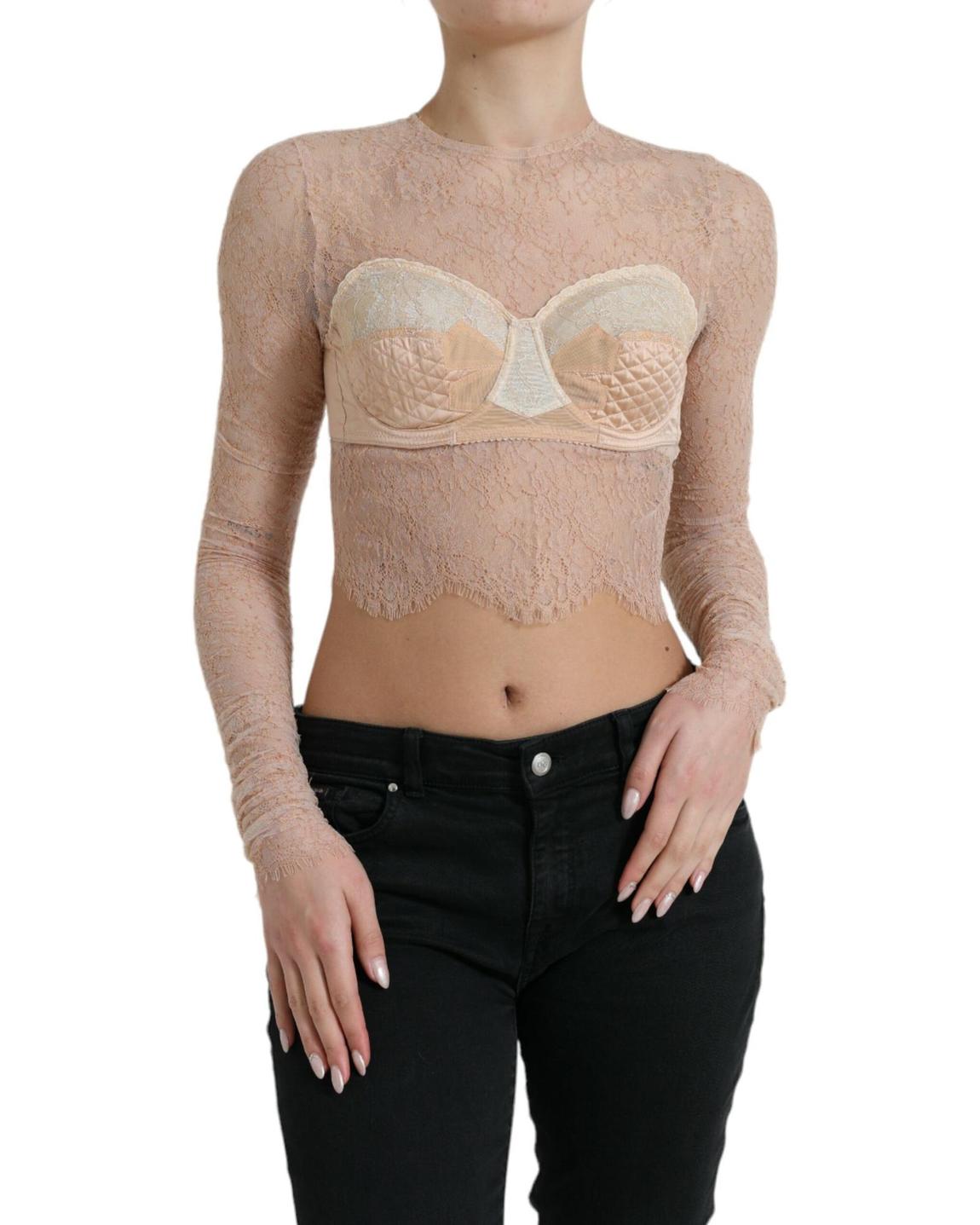 Lace Crop Top TSH84280 Wo - Beige Tops main product photo