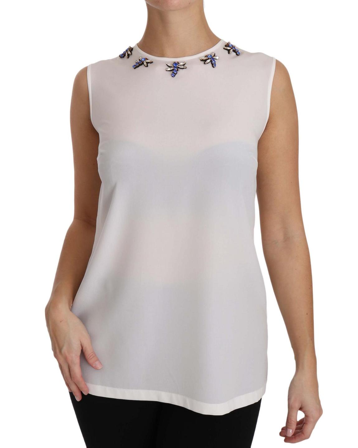 Dolce Gabbana TSH2945 Sleeveless Blouse - White Tops main product photo
