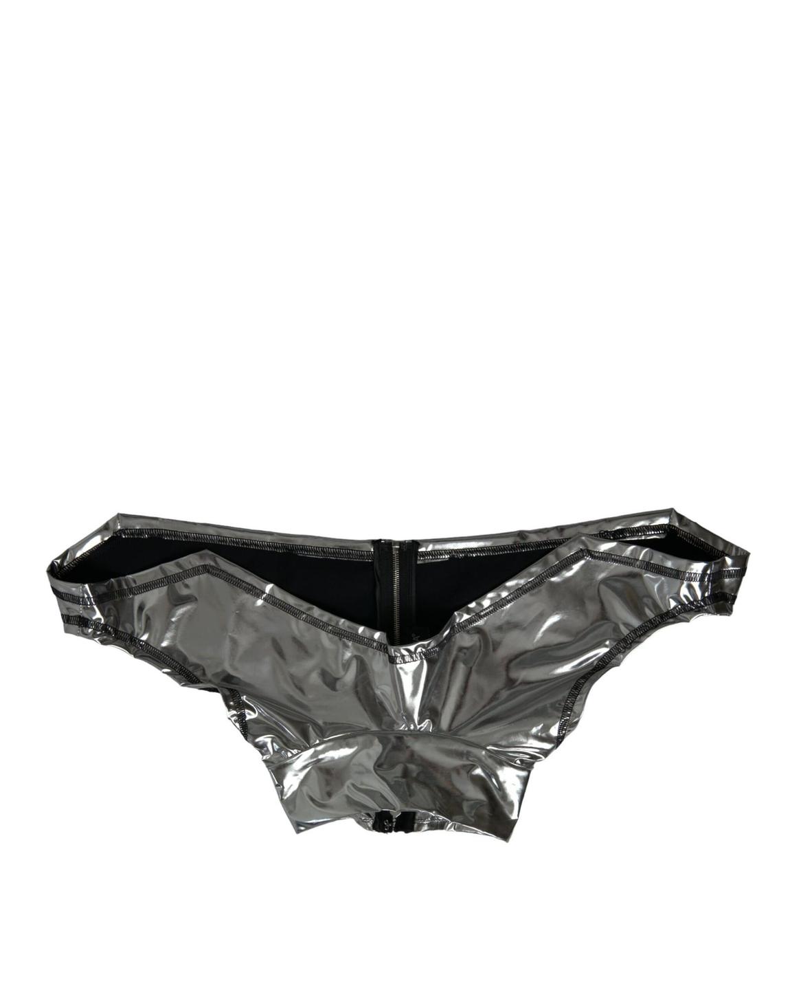 Metallic Shorts Silver ZipUp Style Wo Tops main product photo