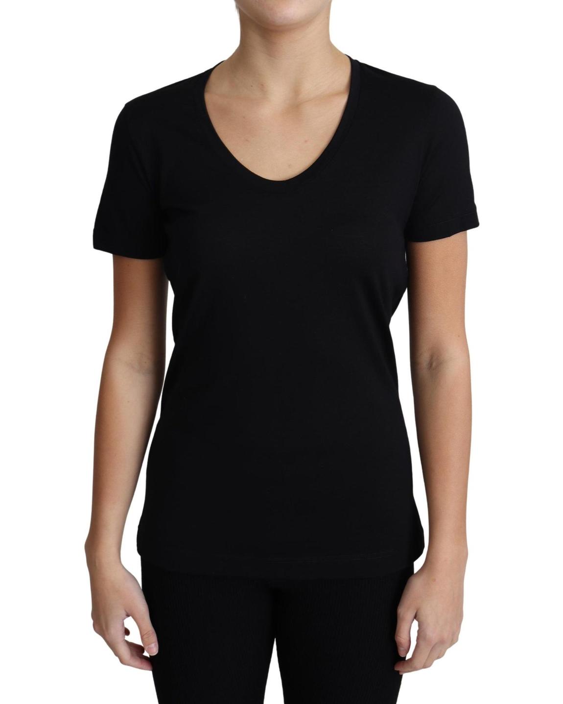 Dolce Gabbana VNeck TShirt TSH5716 Wo - Black Tops main product photo