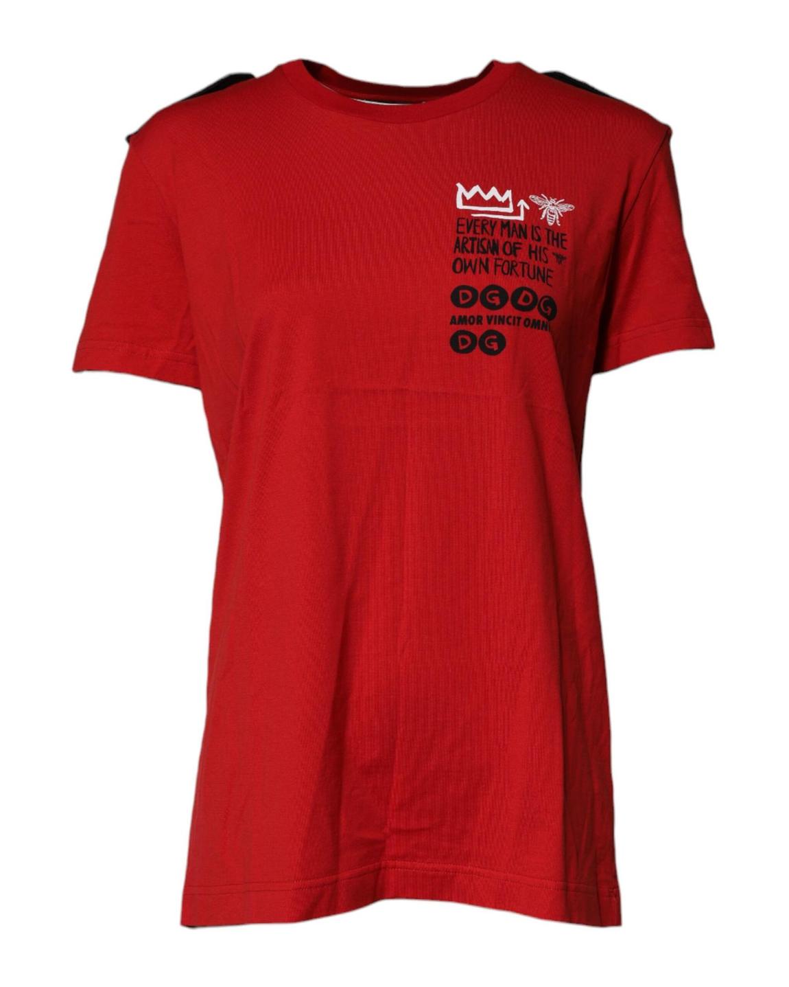 Short Sleeve Crew Neck Graphic Tee - Red Tops main product photo