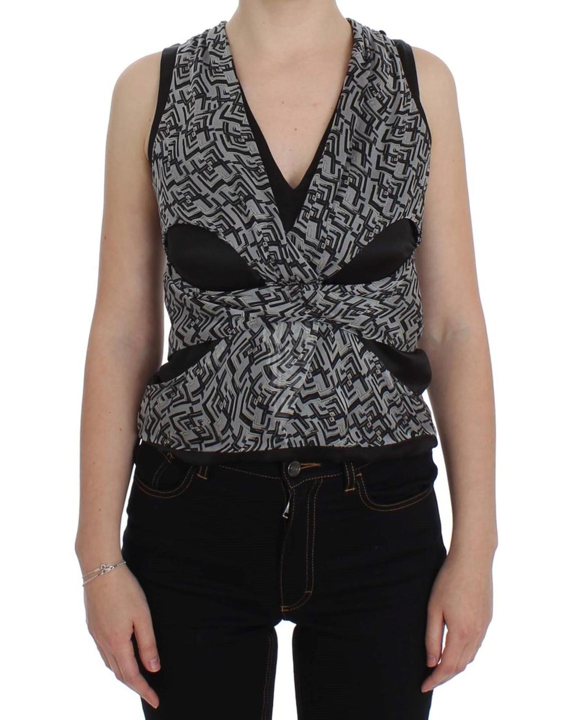 Karl Lagerfeld Sleeveless Geometric Top Wo - Gray Tops main product photo