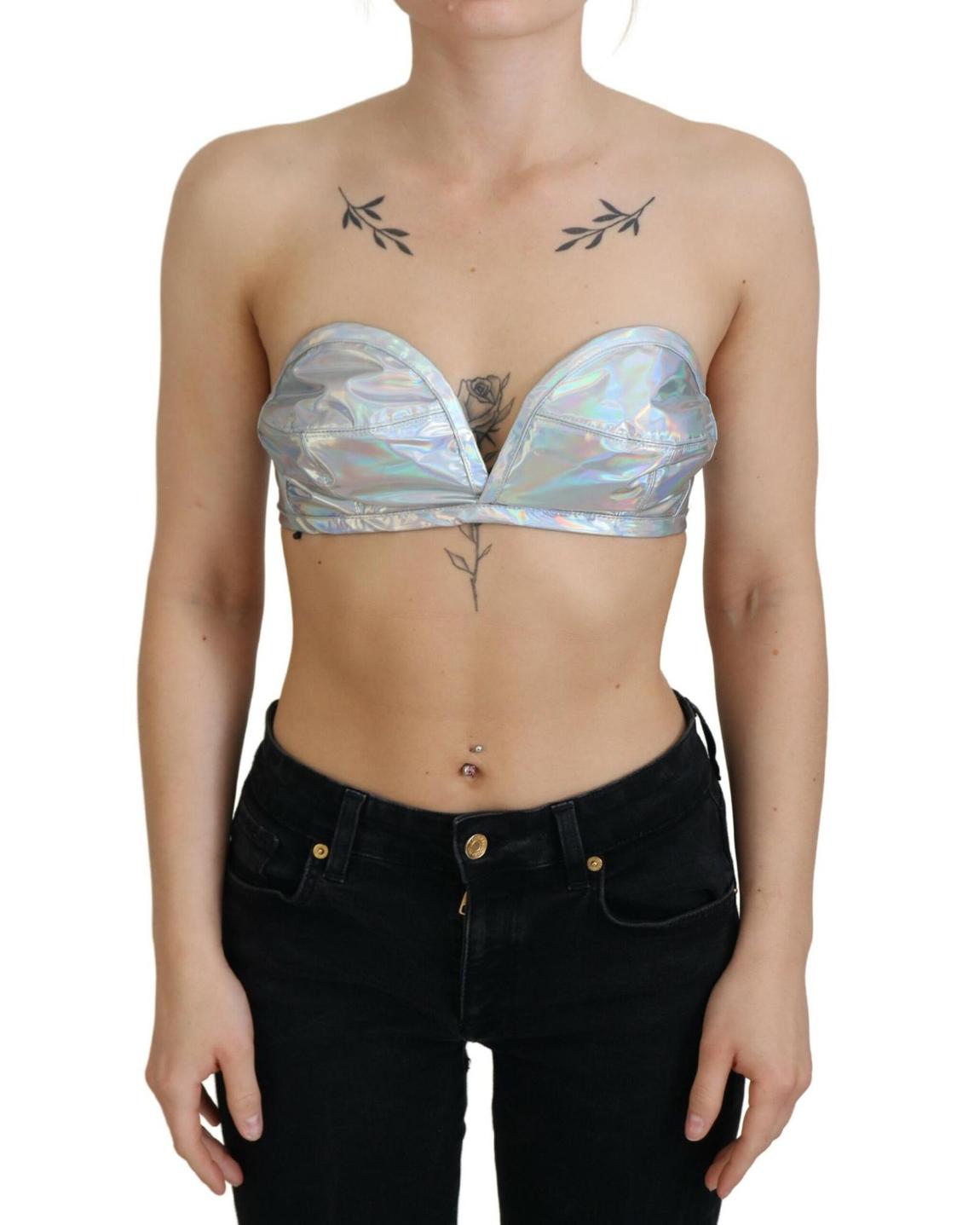 Metallic Strapless Tube Top Wo - Silver Tops main product photo
