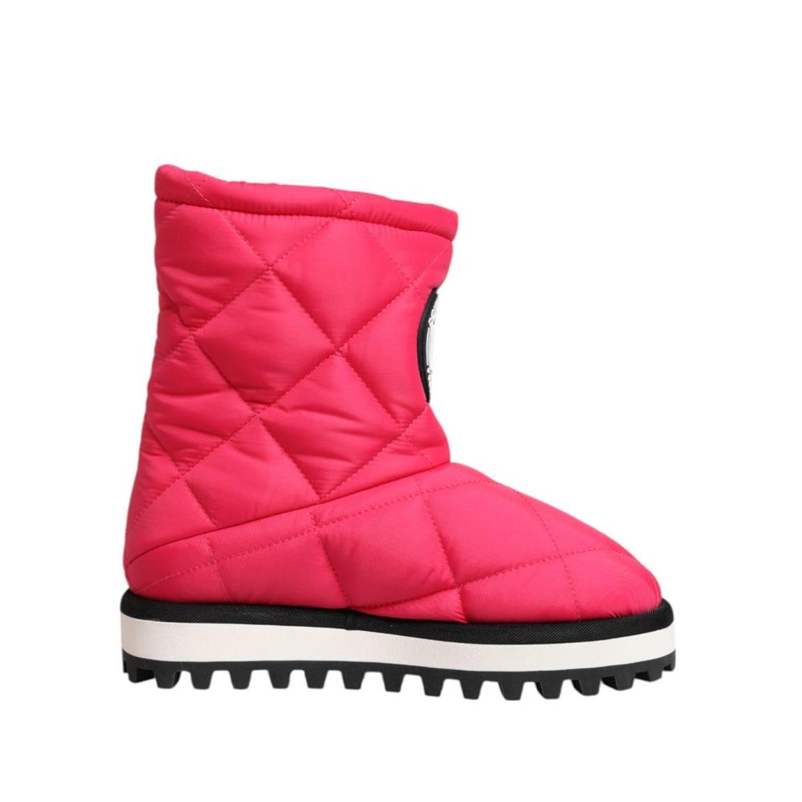 Viscose Padded Mid Calf Boots with Rubber Sole - Fuchsia main product photo