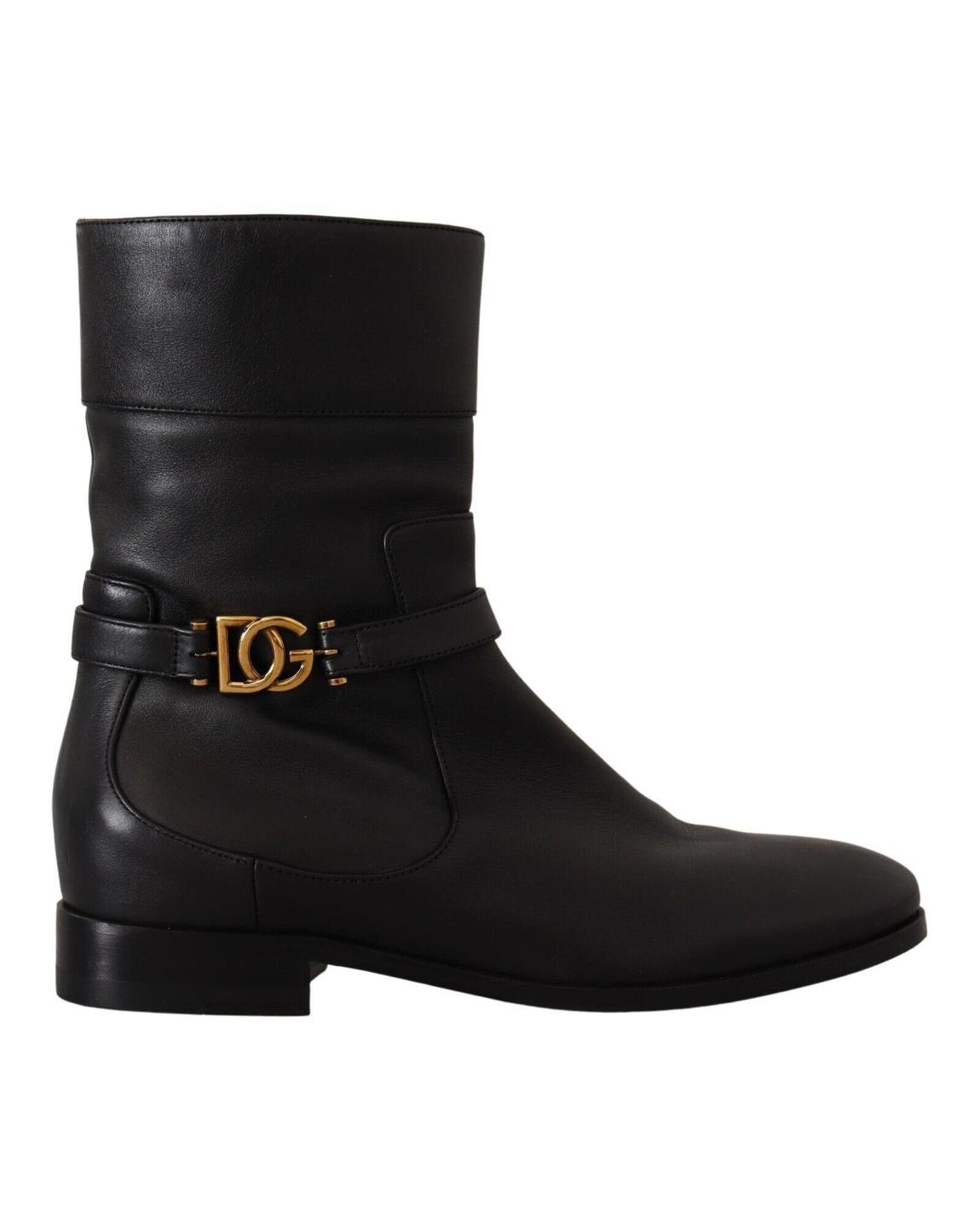 Leather Boots DG Buckle Boots - Black main product photo