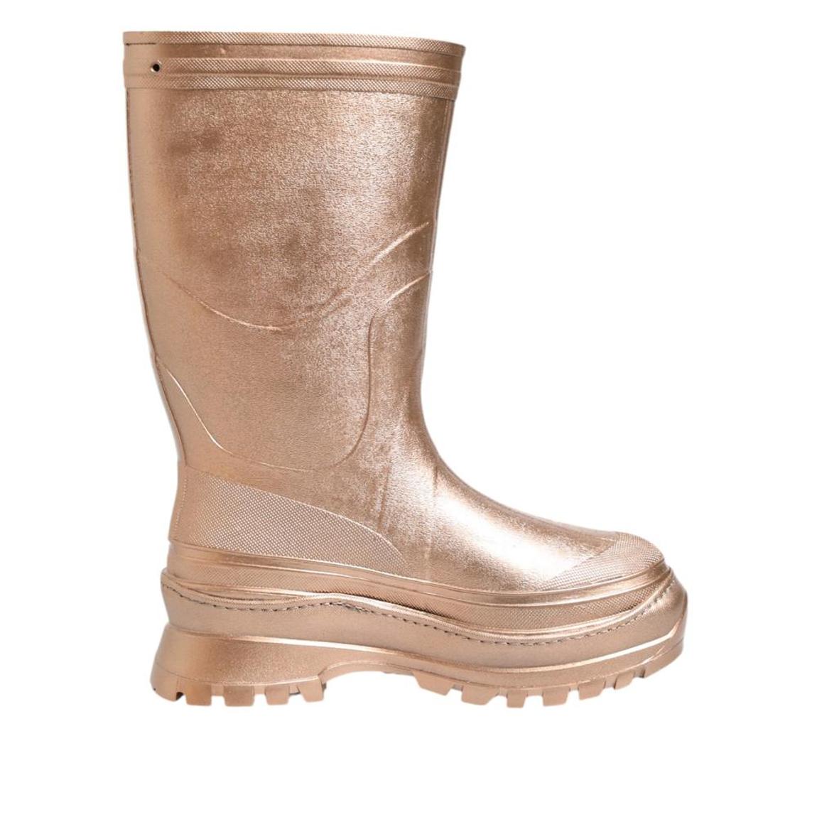 Rubber Pull-On Rain Boots with Logo Details - Rose Gold main product photo