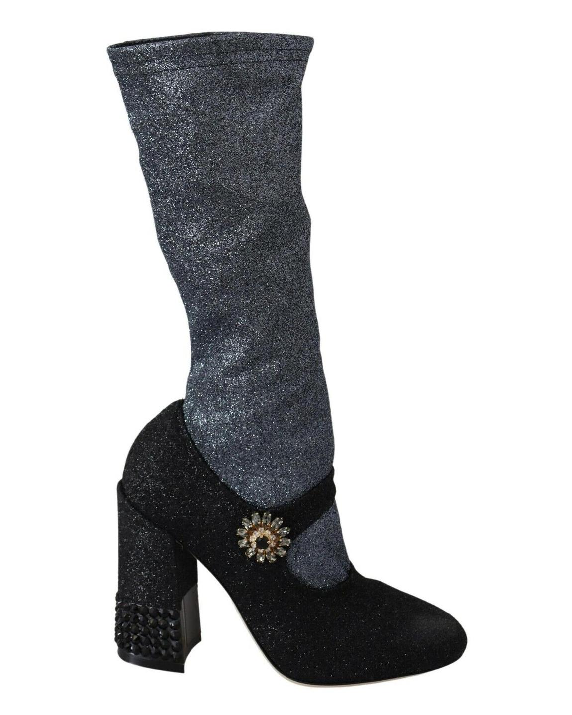 Dolce Gabbana Glitter Mary Jane Pumps Black Boots main product photo