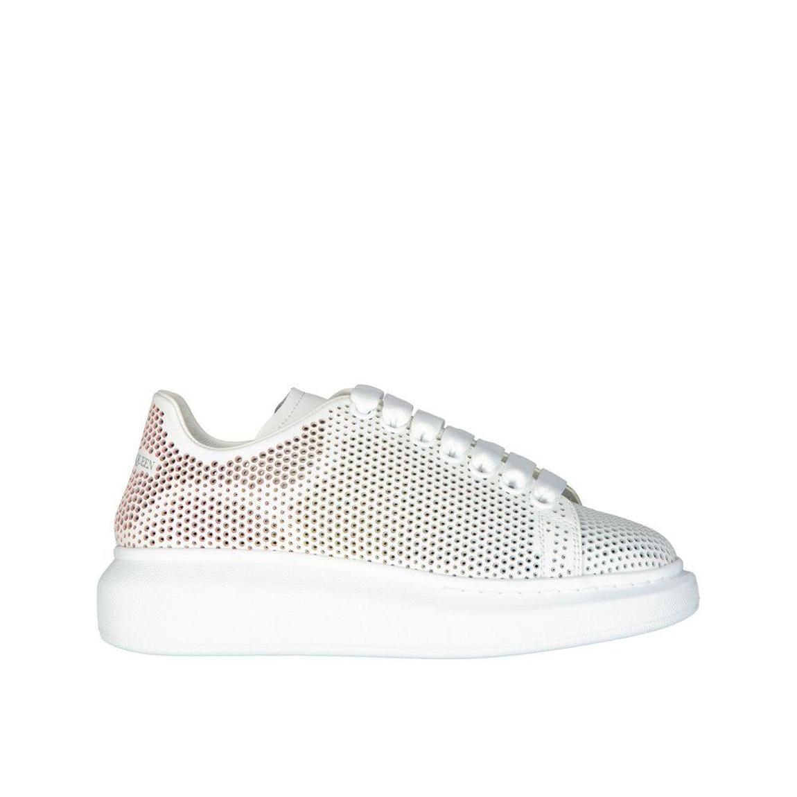 Oversized Cut-Out Leather Sneakers with Perforated Detail Wo - main product photo