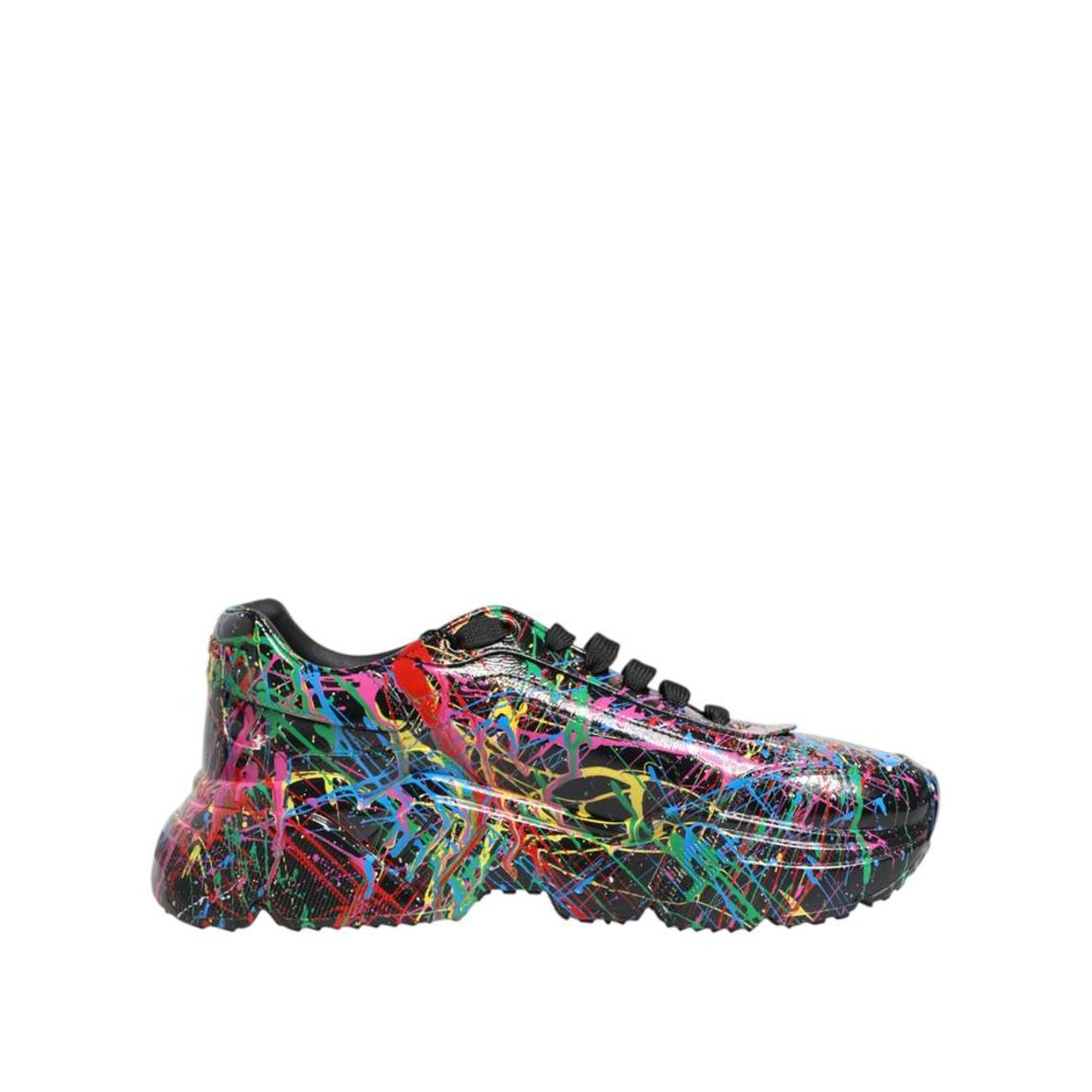 Low-Top Splash Paint Leather Sneakers with Rubber Sole - main product photo