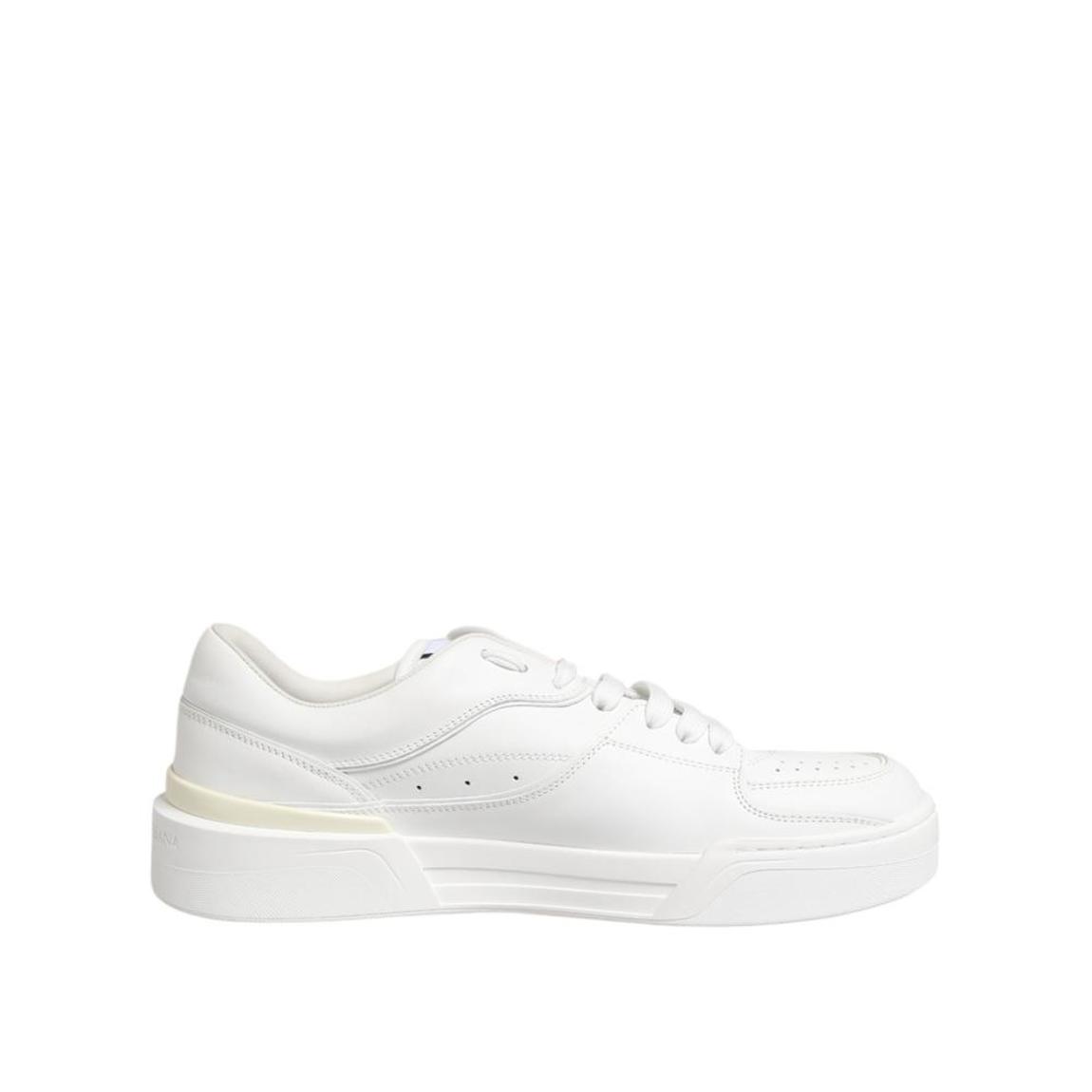 Leather Low Top Sneakers with Rubber Sole and Logo Details - White main product photo