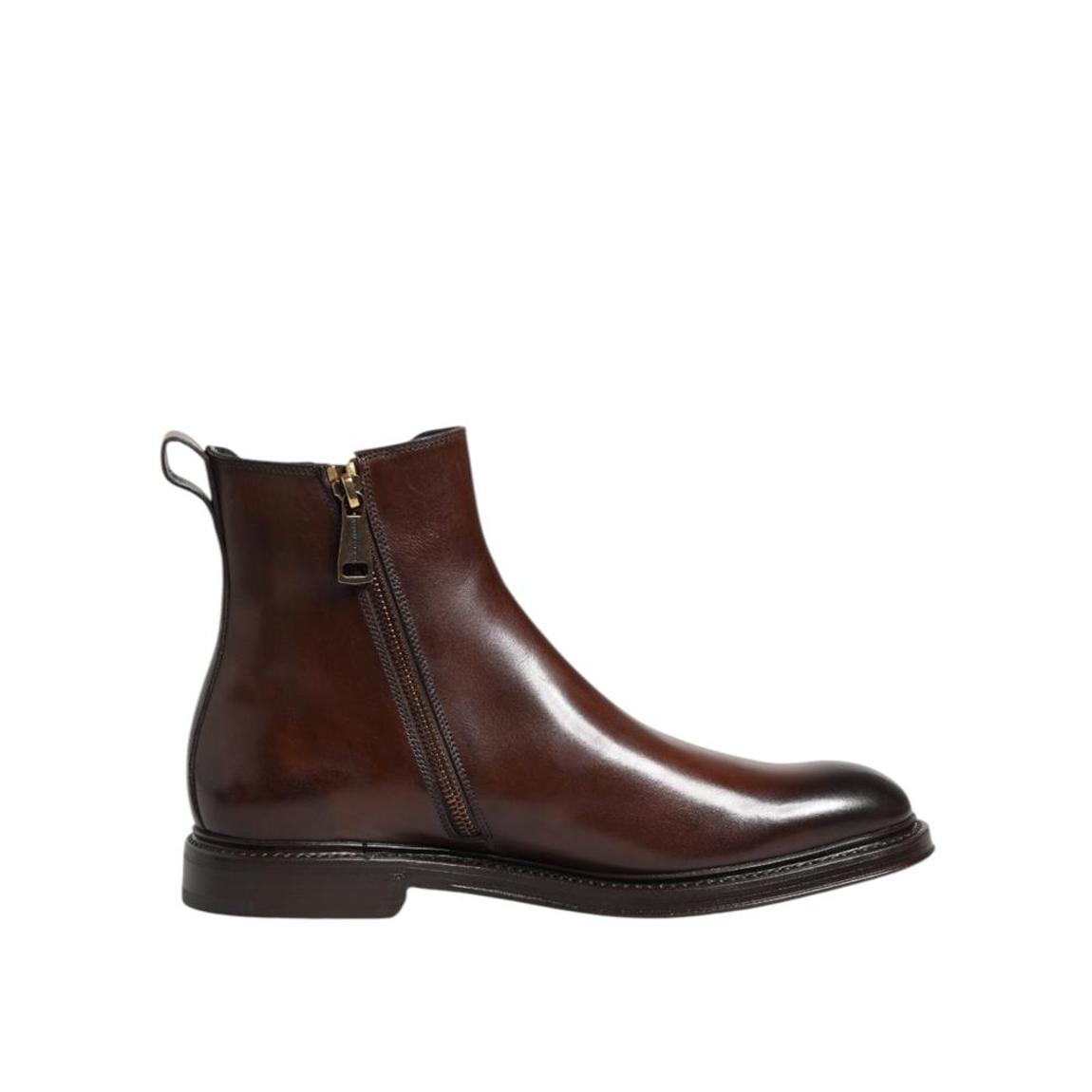 Chelsea Leather Mid Calf Boots with Stretch Bands and Side Zipper Men main product photo